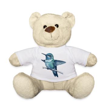 Hummingbird in watercolor shimmer - Teddy Bear - white - Front