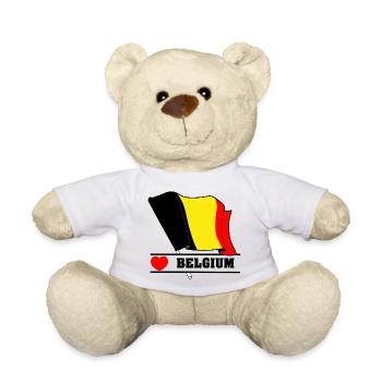 Belgium Flag with Heart - Teddy Bear - white - Front