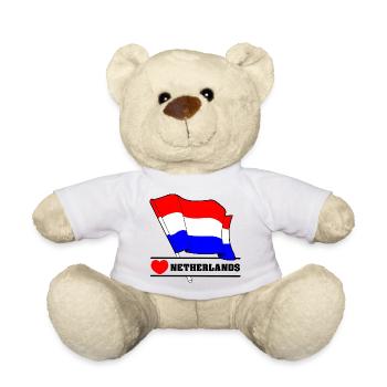 Drapeau des Pays-Bas avec cœur - Nounours - blanc - Devant