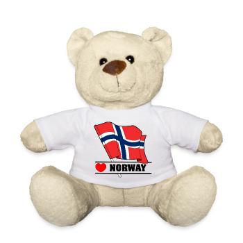 Norwegische Flagge mit Herz - Teddy - Weiß - Vorne