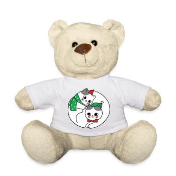 Cuddly cats under the mistletoe - Teddy Bear - white - Front