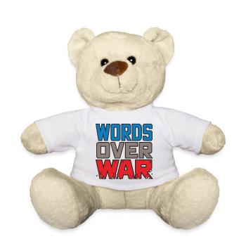 WORDS OVER WAR #2 - let's talk - Teddy Bear - white - Front