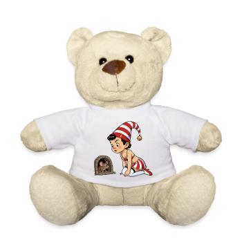 Leprechaun girl at mouse hole - Teddy Bear - white - Front