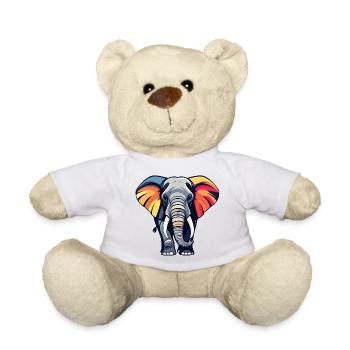 Colorful elephant with colorful ears - Teddy Bear - white - Front