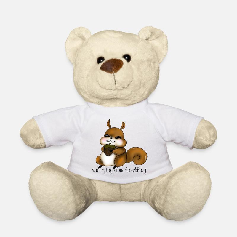 Kuscheliges Eichhörnchen mit Nuss - Teddy - Weiß