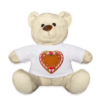Gingerbread heart motif for self-labeling - Teddy Bear - white - Front