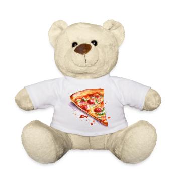 Aquarell Pizza  - Teddy - Weiß - Vorne