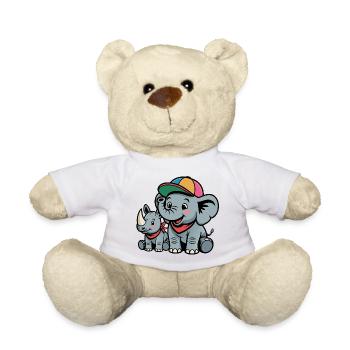 Lustiges Elefanten-Nashorn-Duo Cap - Teddy - Weiß - Vorne