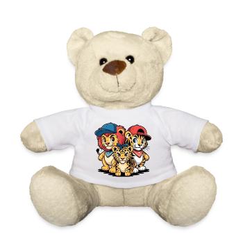 Löwe Tiger Leopard Freunde – Lustiges Tiermotiv - Teddy - Weiß - Vorne