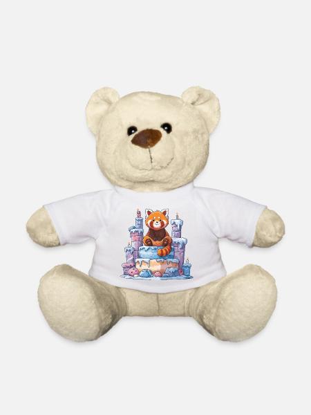 Roter Panda auf Eis-Torte - Teddy - Weiß