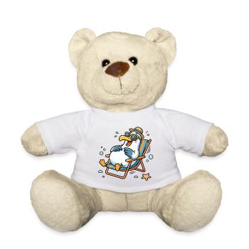 Relaxte Möwe am Strand - Teddy - Weiß - Vorne