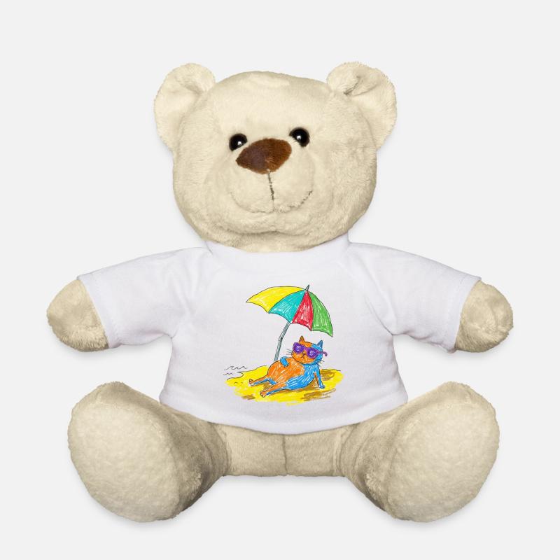 Katzen am Strand  - Teddy - Weiß