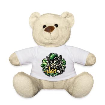 Aggressive Cat Graffiti - Teddy Bear - white - Front