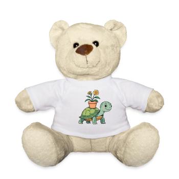 Petite tortue avec pot - Nounours - blanc - Devant