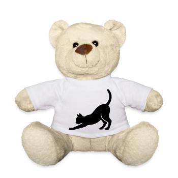 Silhouette de chat Étirement Vecteur ludique - Nounours - blanc - Devant