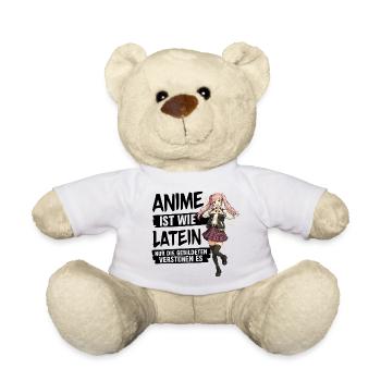 Anime Schulmädchen Herzpose - Teddy - Weiß - Vorne