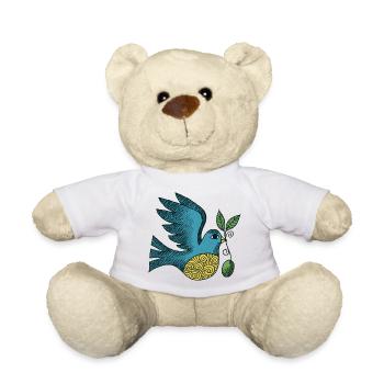 Azurblauer Vogel mit wirbelndem Bauch - Teddy - Weiß - Vorne