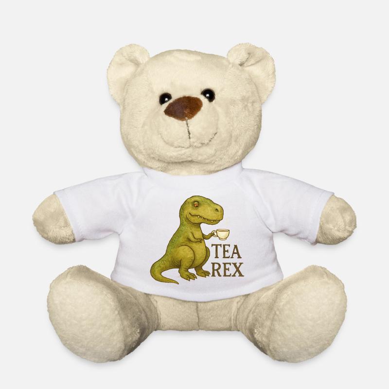 Tea Rex: Aquarell Dino Tea Time - Teddy - Weiß
