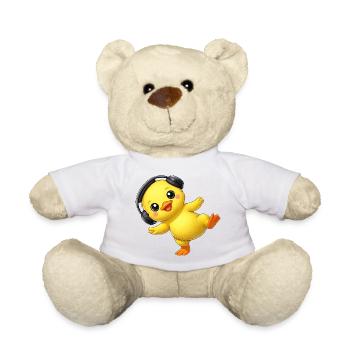 Un canard mignon avec des écouteurs dansant musique techno - Nounours - blanc - Devant