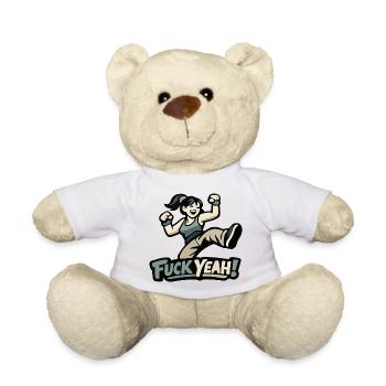 Motivierte Frau / Mädchen "Fuck Yeah" - Teddy - Weiß - Vorne