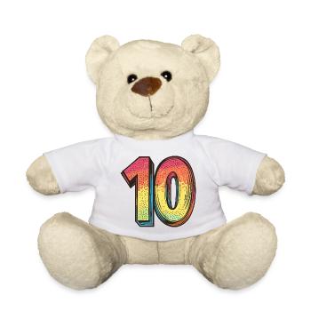 10 Zahl Bunt - Teddy - Weiß - Vorne