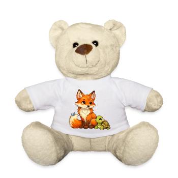 Fox and a cute turtle - Teddy Bear - white - Front