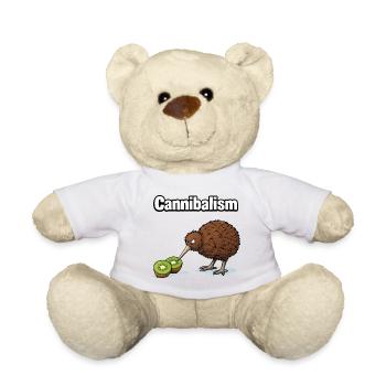 Cannibalism – The Kiwi with Humor | Funny comic - Teddy Bear - white - Front