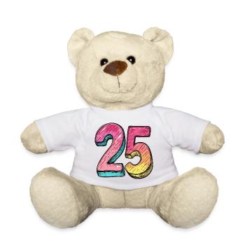 25 Zahl Bunt - Teddy - Weiß - Vorne
