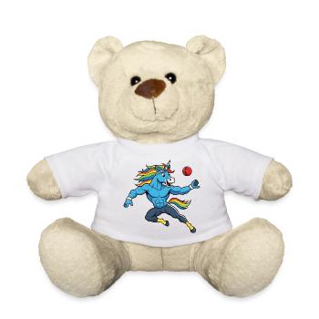 Muscular Rainbow Unicorn Cricket Player - Teddy Bear - white - Front