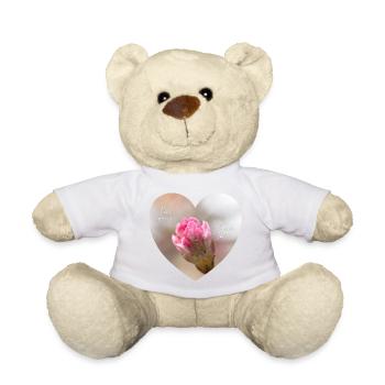 Printemps amour d’un cœur de fleur rose - Nounours - blanc - Devant
