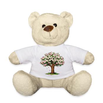 Arbre fleuri aux fleurs roses et blanches - Nounours - blanc - Devant