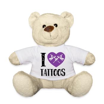 I Love Tattoos Purple Heart Ink Artist Design - Teddy - Weiß - Vorne