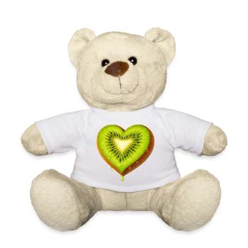 Juicy Kiwi in Heart Shape Illustration - Teddy Bear - white - Front