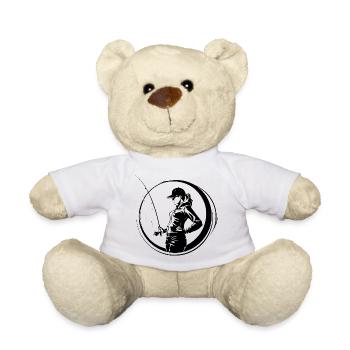 Fishing Woman Silhouette - Teddy Bear - white - Front