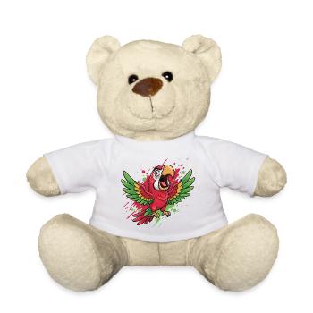 Vibrant Parrot Color Splash - Teddy Bear - white - Front