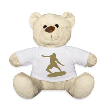 Surfer Silhouette Surfing Minimalist - Teddy Bear - white - Front