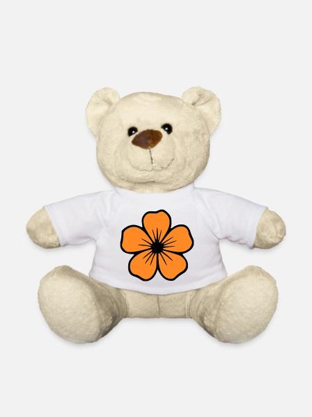 Hibiskus Blüte orangene Blumen Geschenk Muttertag - Teddy - Weiß