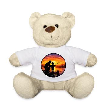 Sunset fishing with dad and child - Teddy Bear - white - Front