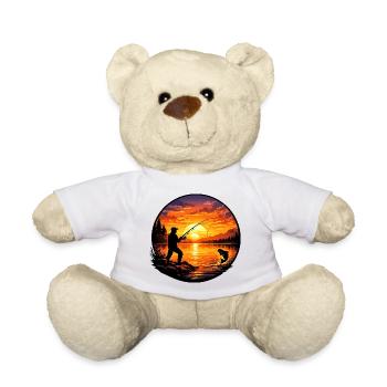 Angler silhouette at the lake at sunset - Teddy Bear - white - Front