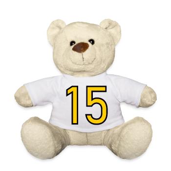 15. 15 ANS. 15e ANNIVERSAIRE. ANNIVERSAIRE 15 ANS. - Nounours - blanc - Devant