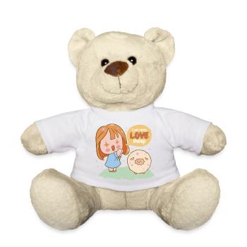 Ich liebe Schafe Cartoon-Mädchen - Teddy - Weiß - Vorne
