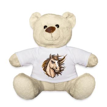 Wildes Pferd Cartoonkopf - Teddy - Weiß - Vorne