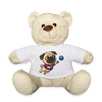Lustiger Mops Handballfan Nummer 7 - Teddy - Weiß - Vorne