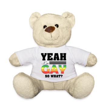 Yeah I'm Gay So What Funny Pride Rainbow Art - Teddy - Weiß - Vorne