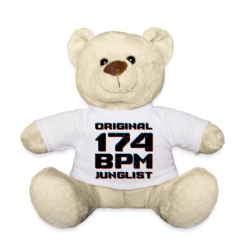 Original 174 BPM Junglist DNB Drum and Bass - Teddy Bear - white - Front