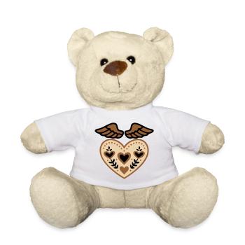 Tatouage d'ange gardien avec ailes en forme de cœur - Nounours - blanc - Devant
