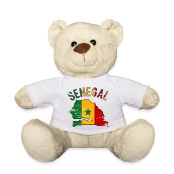Senegal Flagge Landkarte Silhouette used - Teddy - Weiß - Vorne