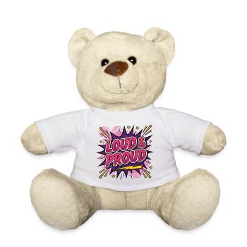 Mois de la fierté LGBTQ - Fort et fier - Nounours - blanc - Devant