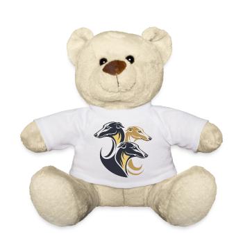 Triple Greyhounds Silhouette - Teddy Bear - white - Front
