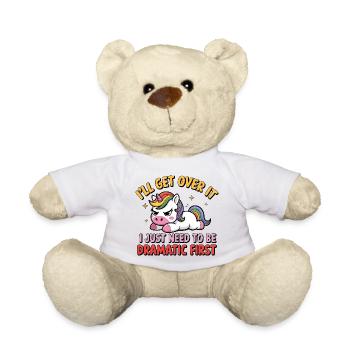 Einhorn Drama Spruch Motiv Geschenk - Teddy - Weiß - Vorne